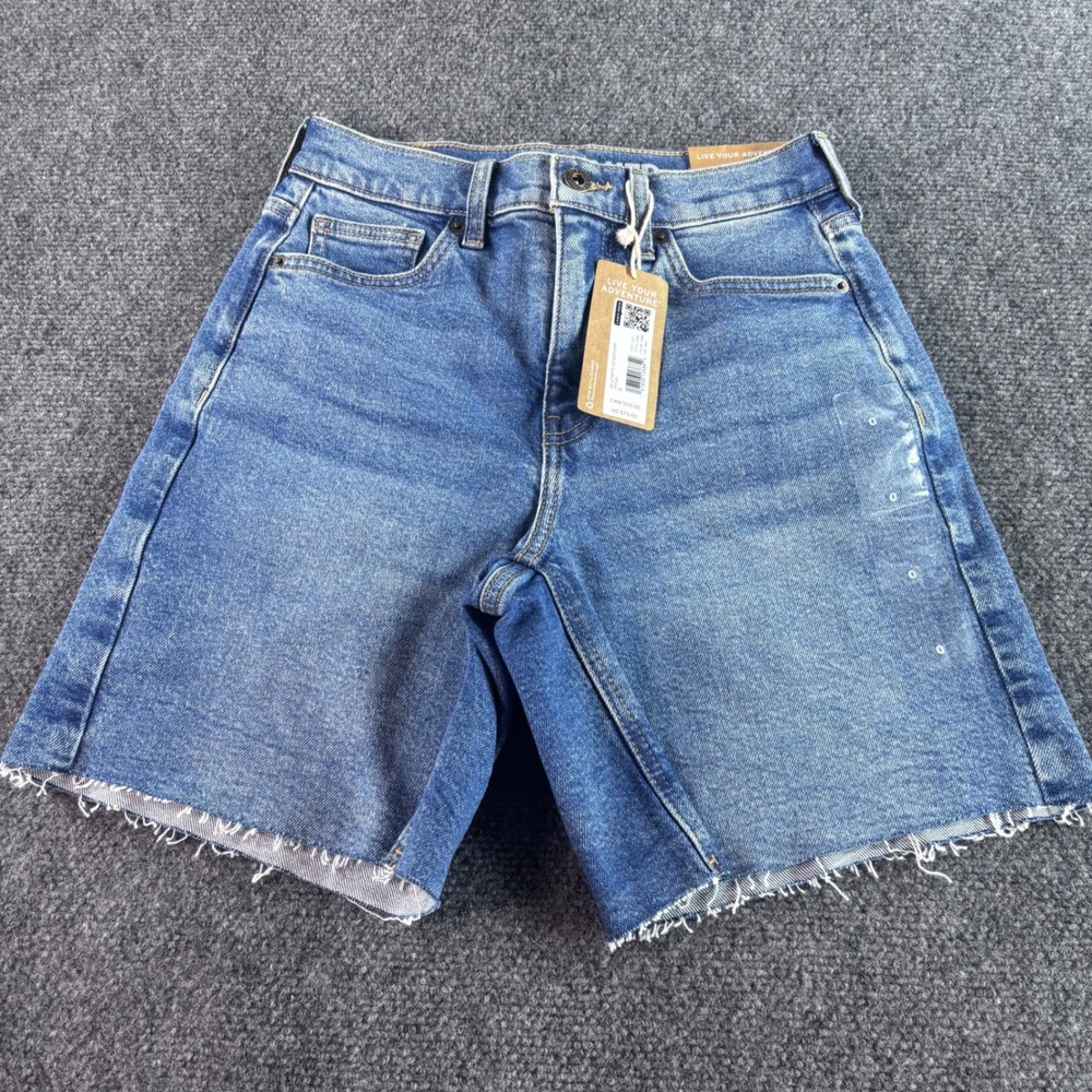 Eddie Bauer Voyager Denim Shorts Womens 0 Blue High Rise Cutoff NWT New